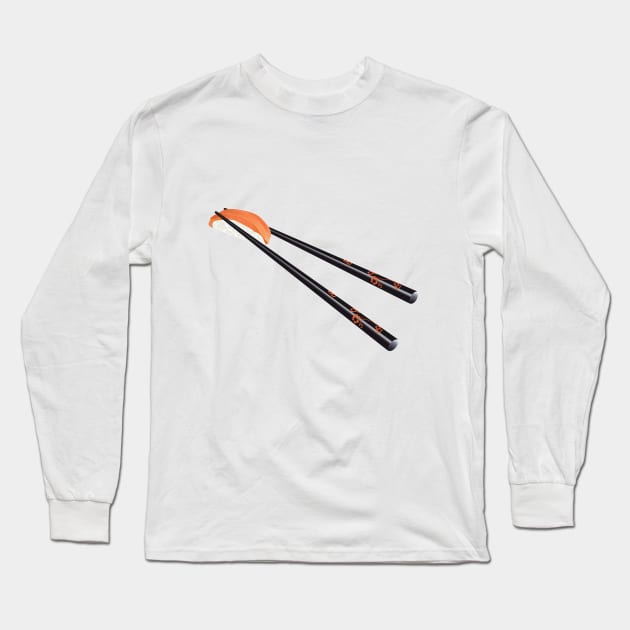 Chopsticks with Salmon Nigiri Long Sleeve T-Shirt by SWON Design